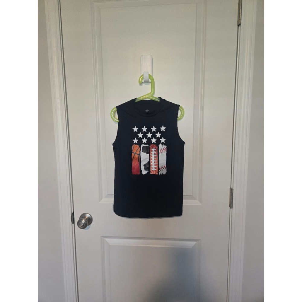 Boys Unbranded T-shirt Size M Black with Sports Balls